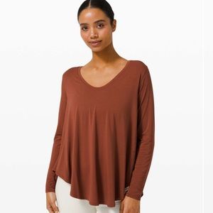Lululemon Up for Down Time Long Sleeve - Dark Terracotta - Sz 2